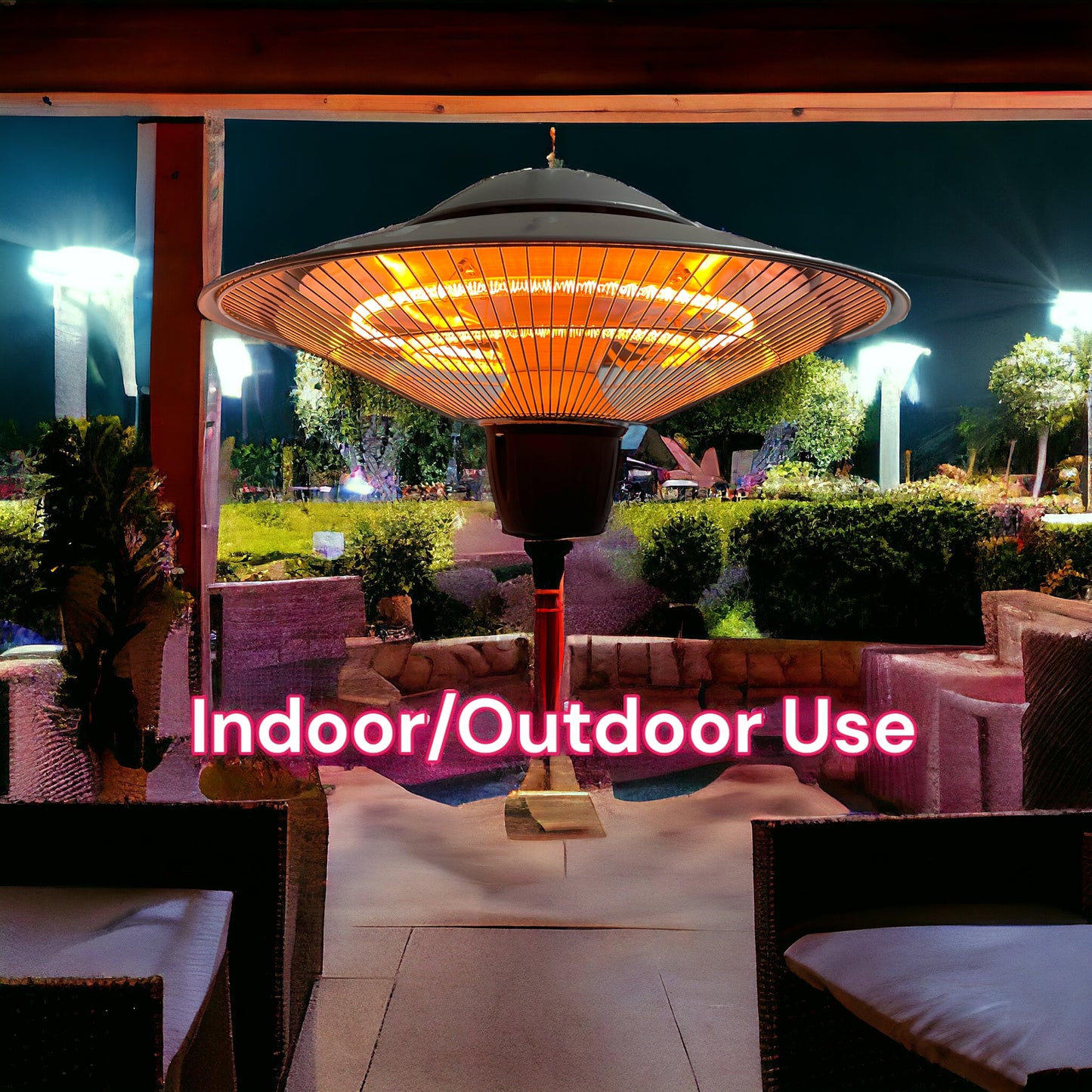 ZNERGY Infrared Electric Silver UFO Ceiling Hanging Heater with Dual Temperature Setting.