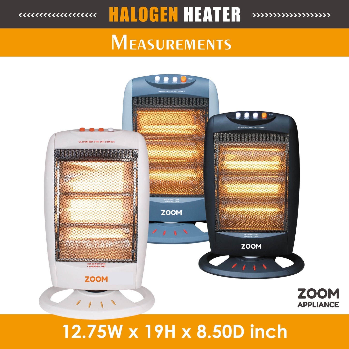 ZOOM Halogen space heater WHITE