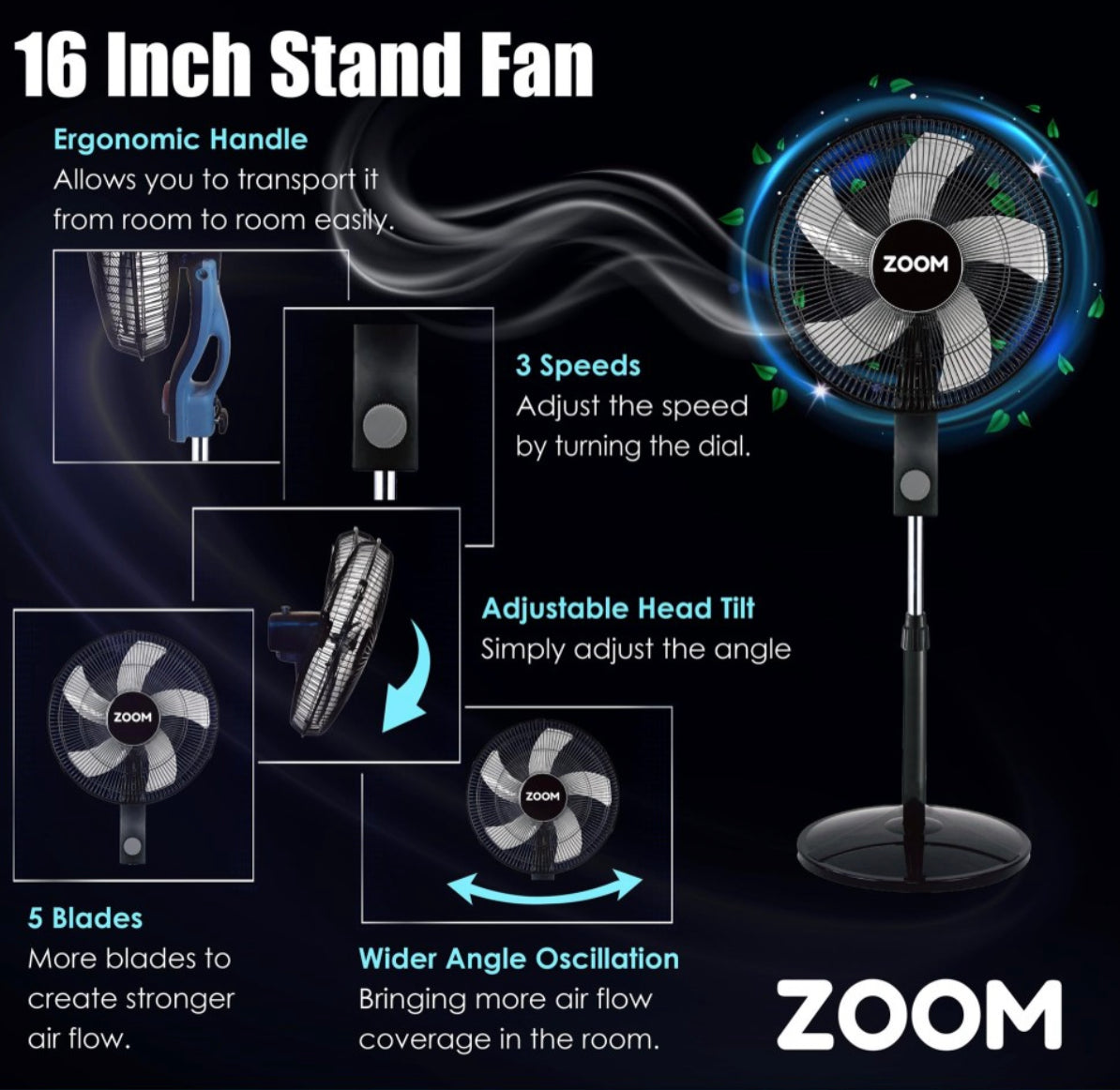 Znergy 16in Pedestal Fan