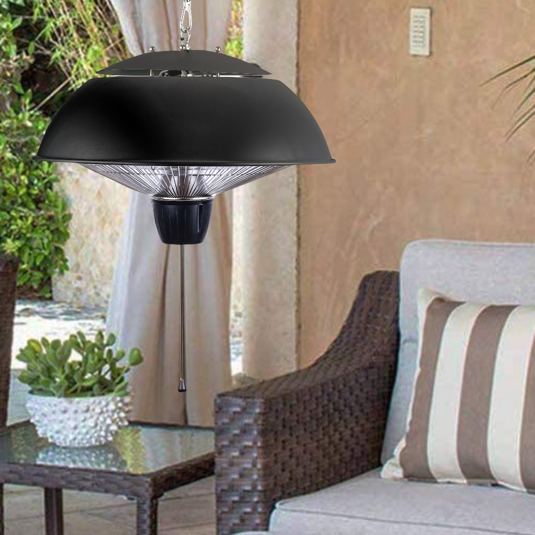 ZNERGY Infrared Electric Black Dome Ceiling Hanging heater with Dual Temperature Setting.