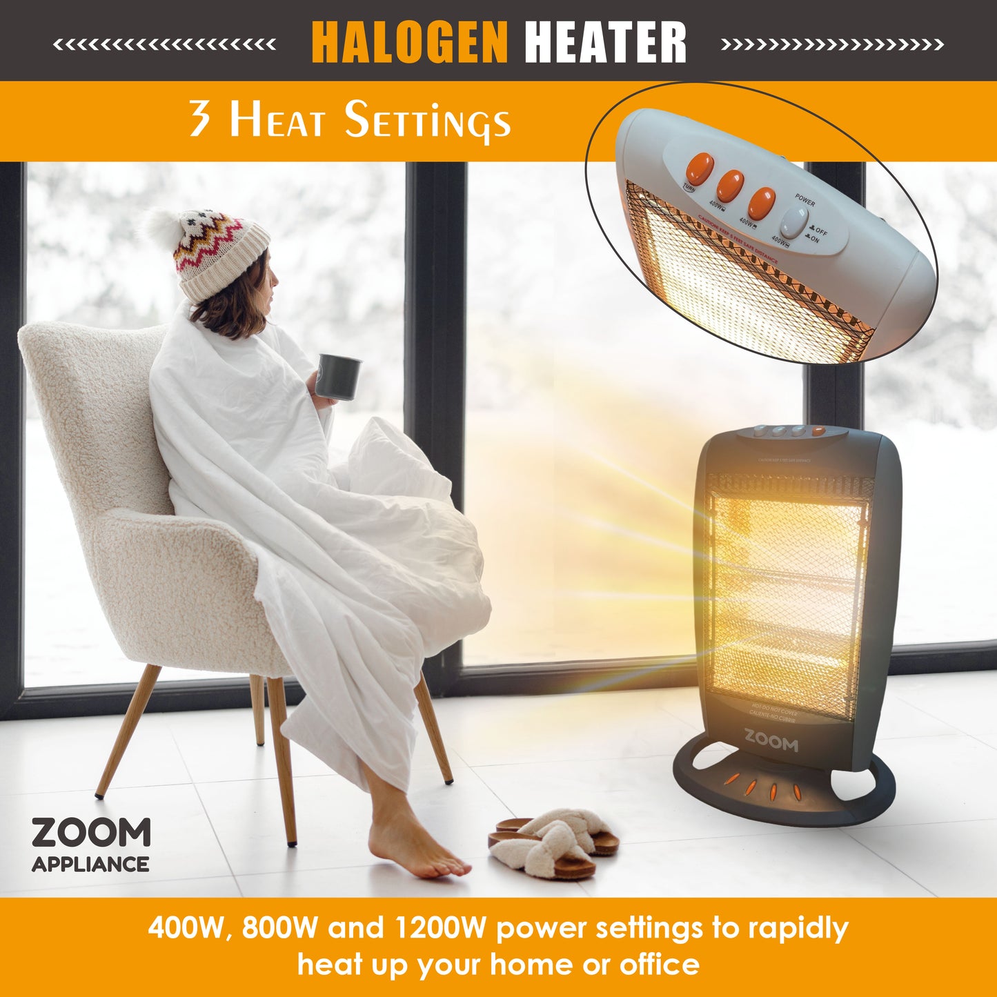 ZOOM Halogen space heater BLACK