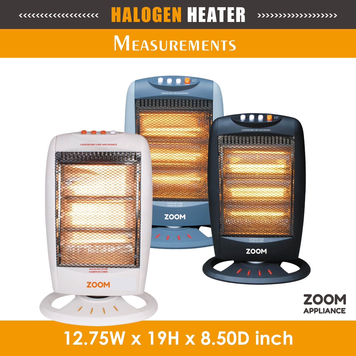 ZOOM Halogen space heater BLACK