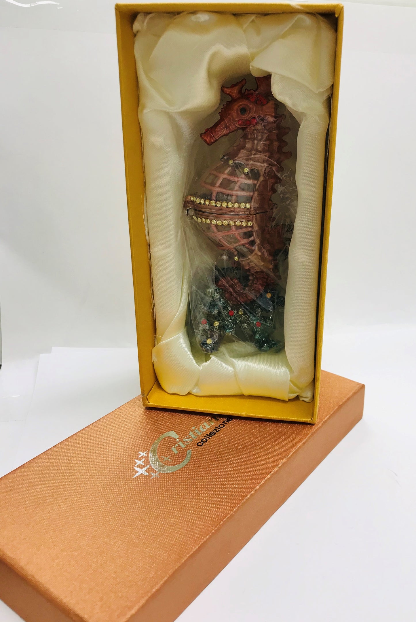 Cristiani Collezione Large Standing Seahorse Trinket Box.