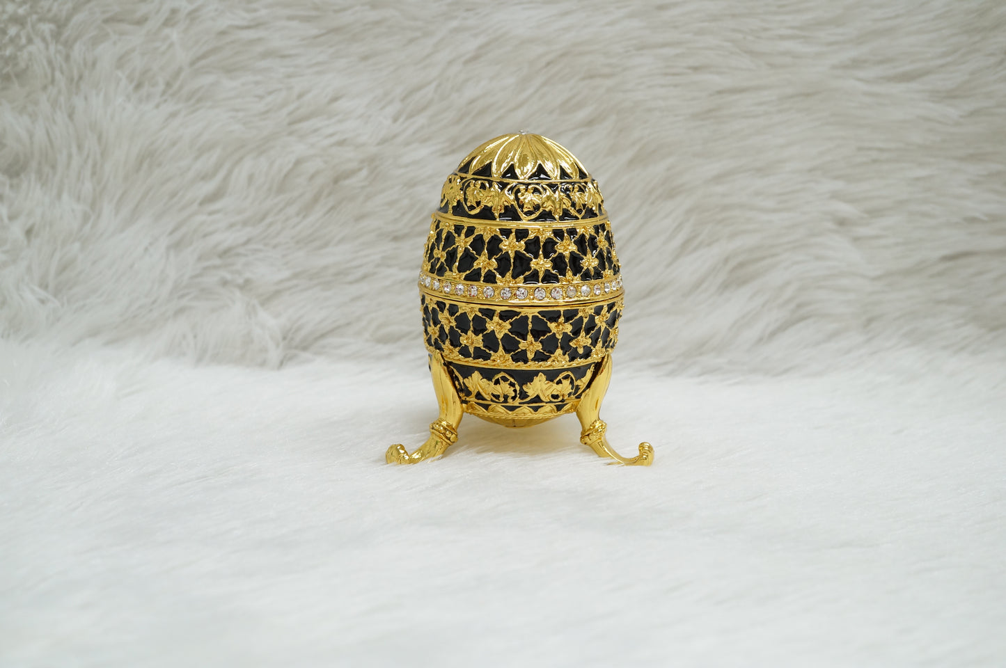 Cristiani Collezione Gold Black Musical Egg Trinket Box.