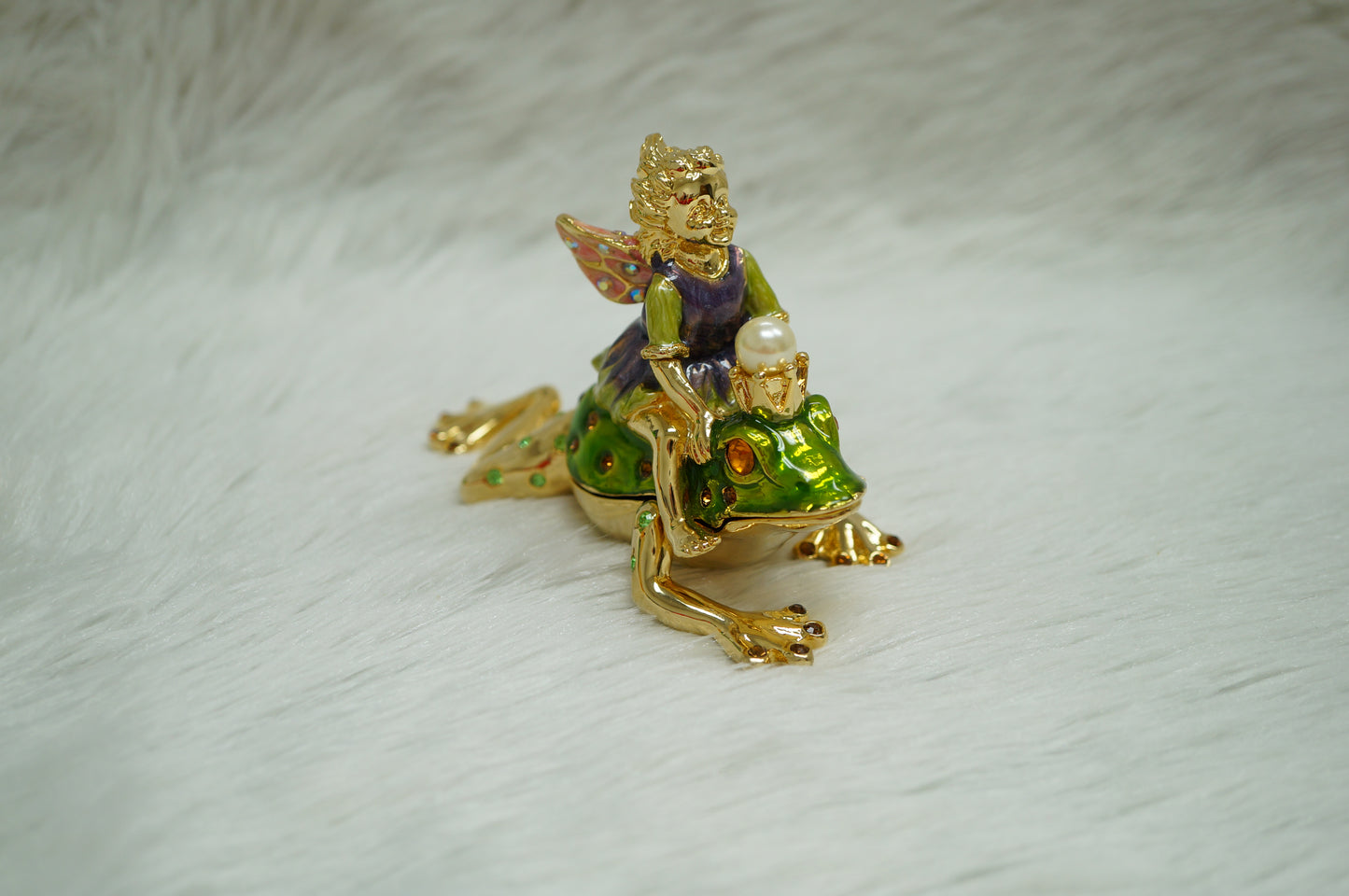 Cristiani Collezione Girl Fairy on Frog Trinket Box.