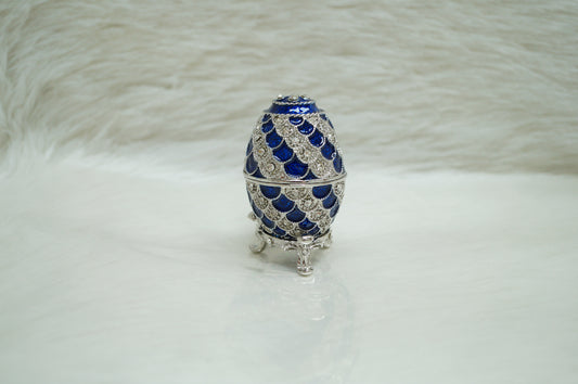 Cristiani Collezione Blue Silver Egg Trinket Box.