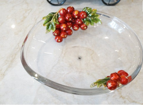 Cristiani Collezione Red Apple Oval Wavy Edge Decorative Tray