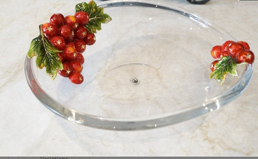 Cristiani Collezione Red Apple Oval Wavy Edge Decorative Tray