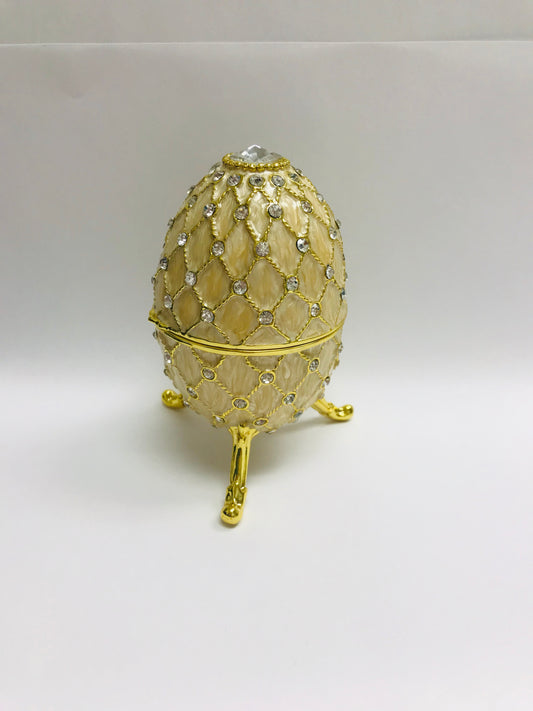 Cristiani Collezione Cream Musical Egg Trinket Box.