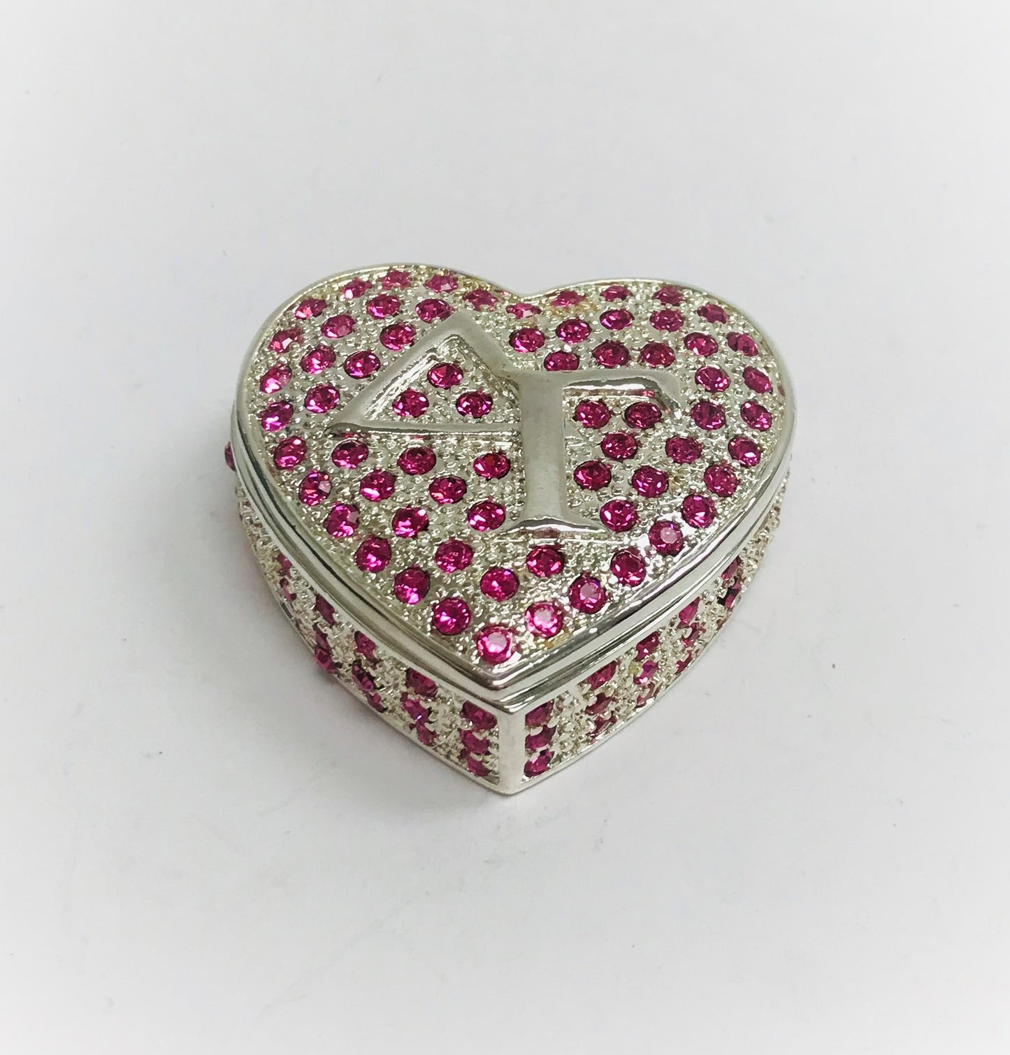 Vintage Sorority Heart Keepsake Trinket  Box.