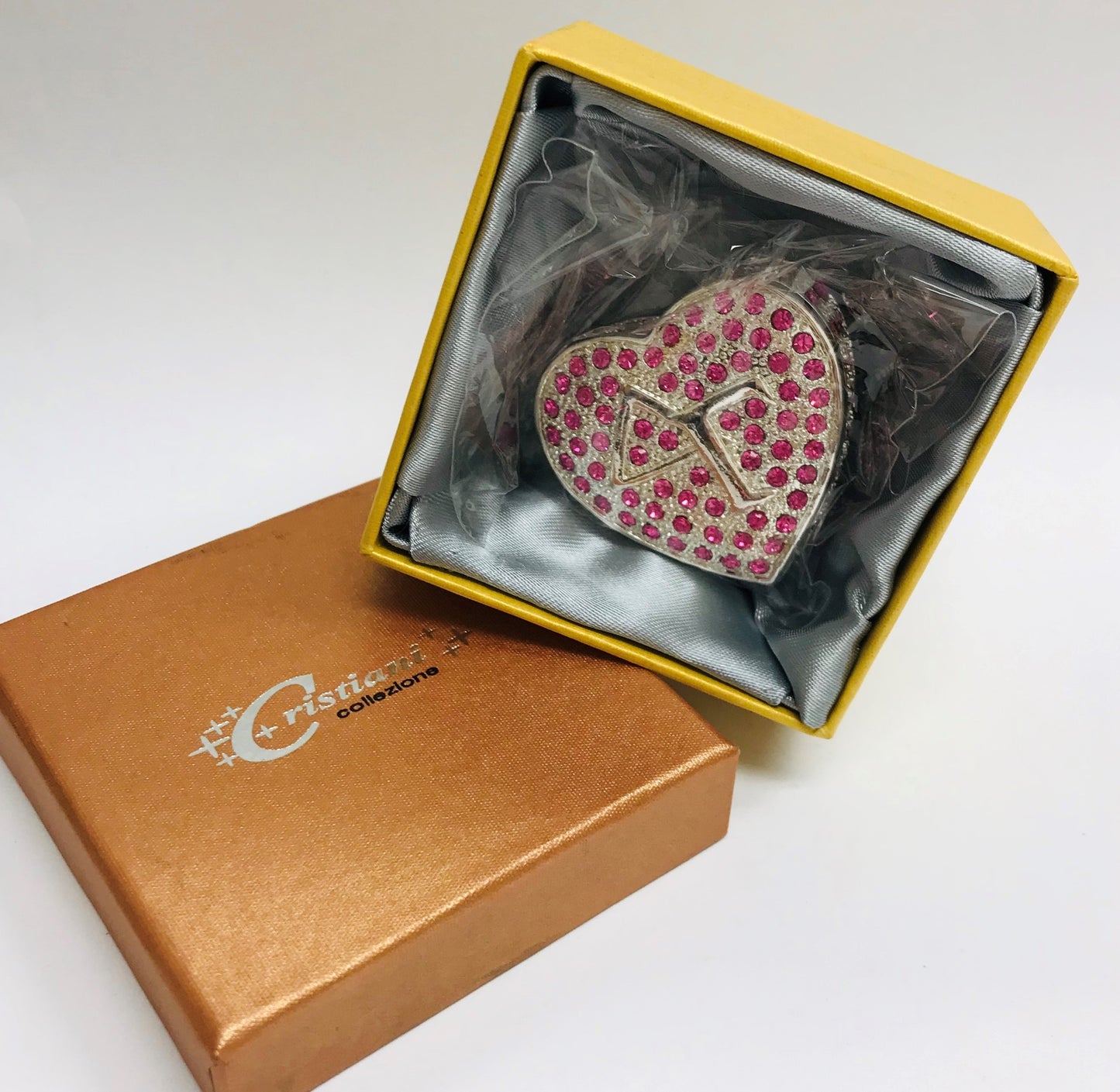 Vintage Sorority Heart Keepsake Trinket  Box.