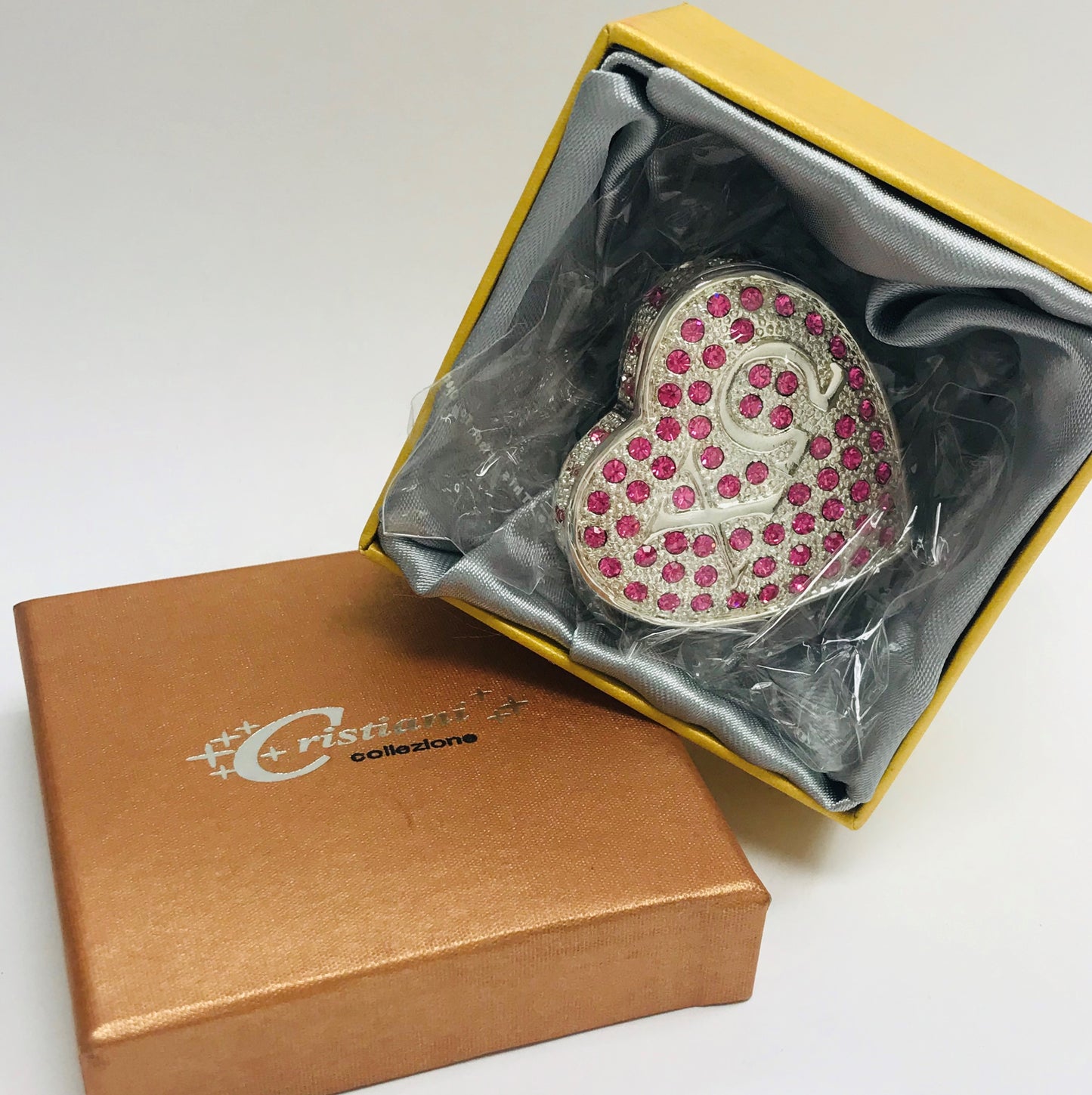 Vintage Sorority Heart Keepsake Trinket  Box.