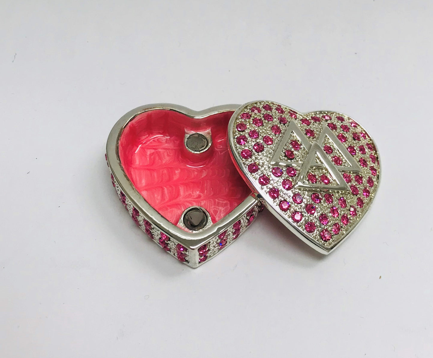 Vintage Sorority Heart Keepsake Trinket  Box.