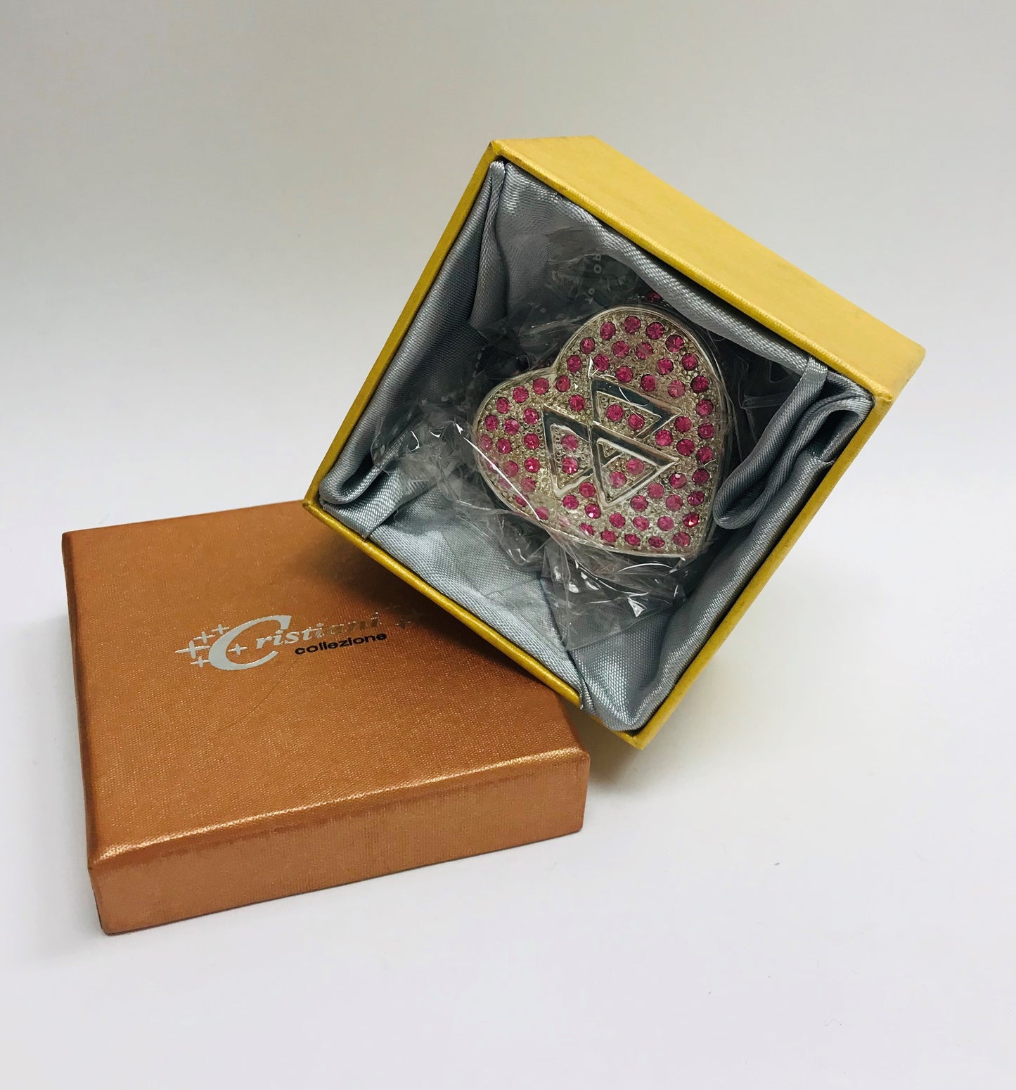 Vintage Sorority Heart Keepsake Trinket  Box.