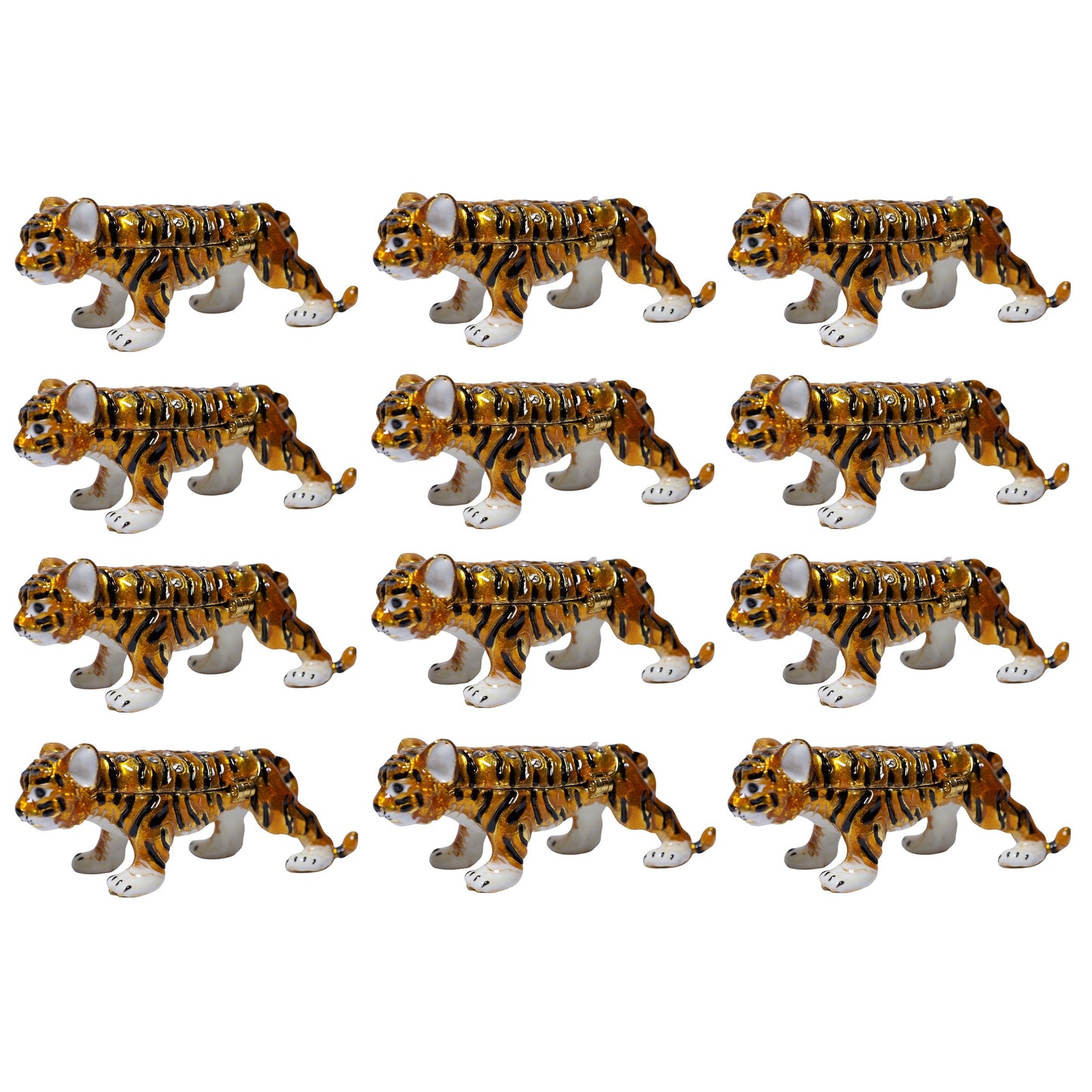 12 pcs Bulk Buy Cristiani Collezione Tiger Trinket Keepsake Box with Crystals