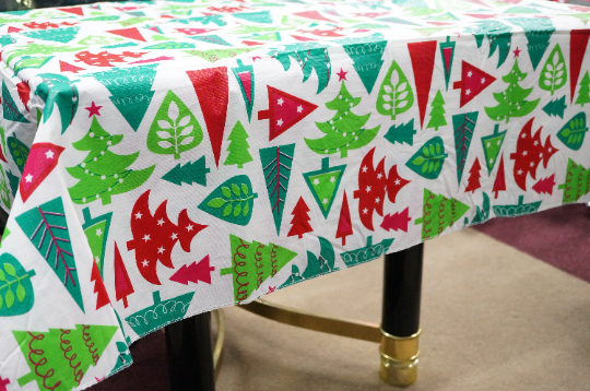 Christmas Theme Vinyl  Flannel Back Table Covers- 1PC