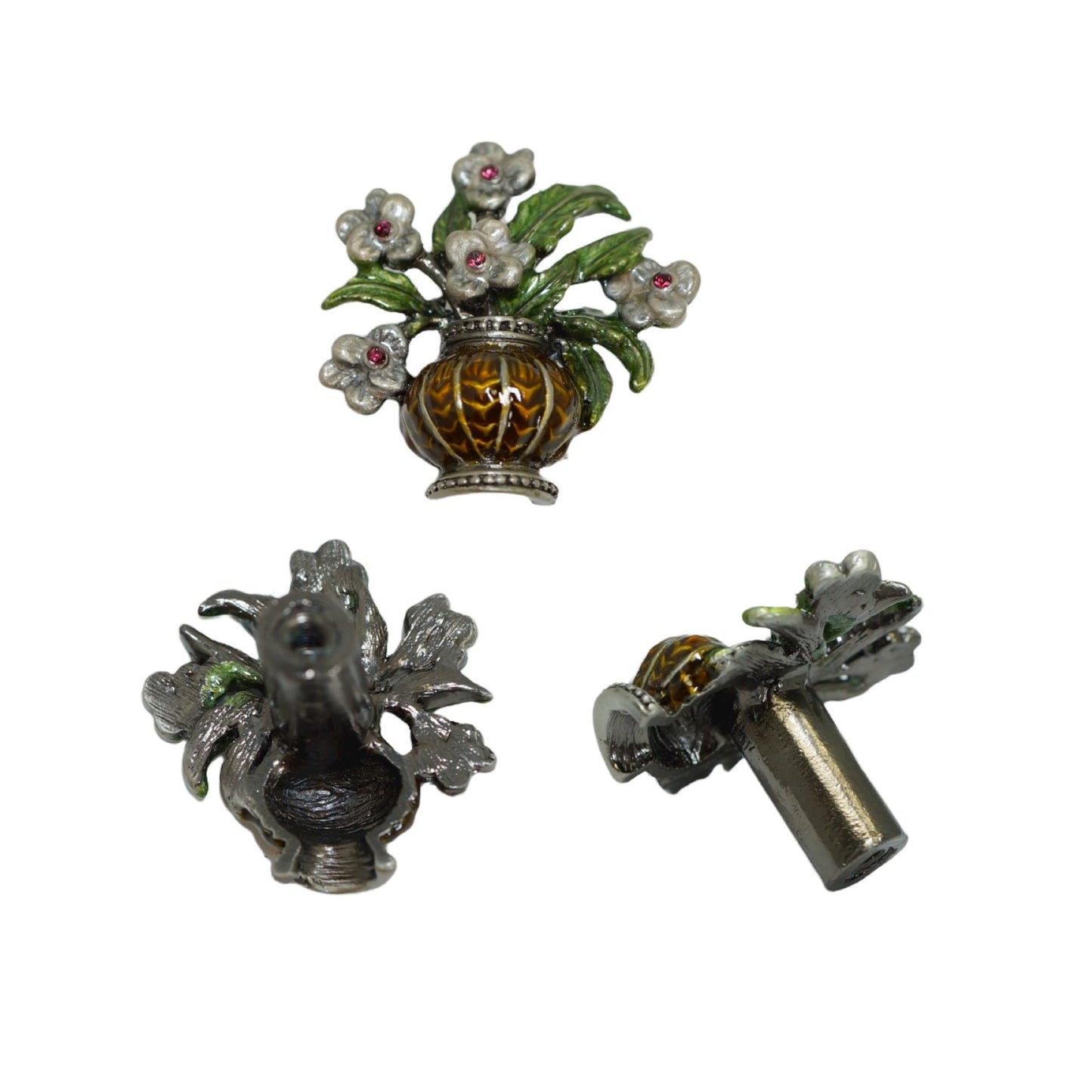 Cristiani Collezione Flower in Vase Shape Cabinet Drawer Knob Set of 5